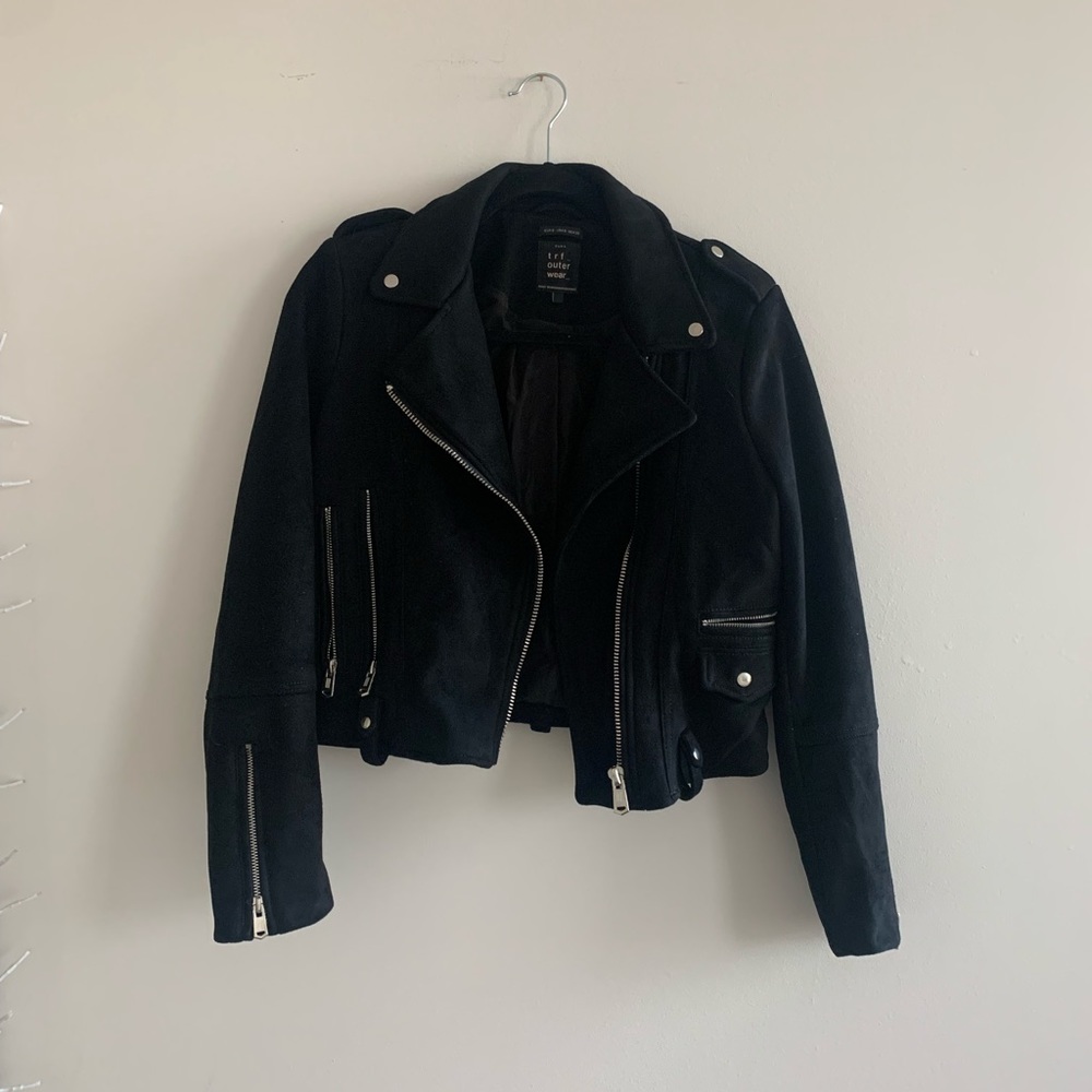 ZARA black velvet moto jacket